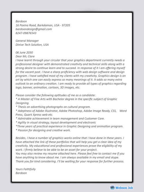 best cover letter for upwork graphic designer