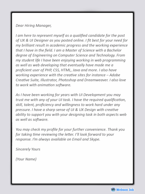 UI & UX Designer Proposal Sample for Upwork - Webson Job