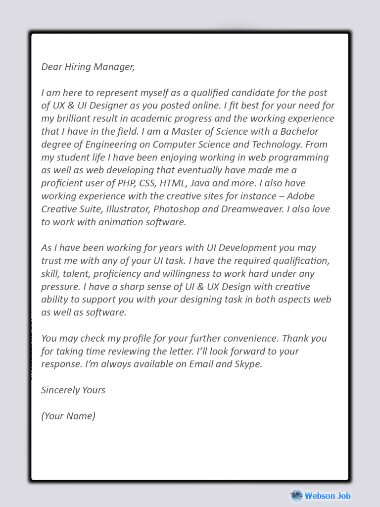 UI & UX Designer Proposal Sample for Upwork - Webson Job
